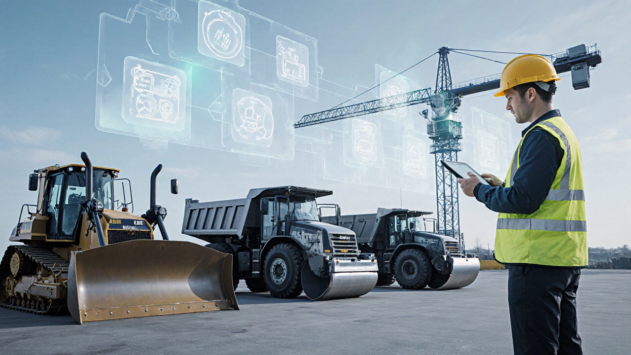 Автошоу техники: ряд машин в дилерском дворике, оператор сравнивает характеристики.