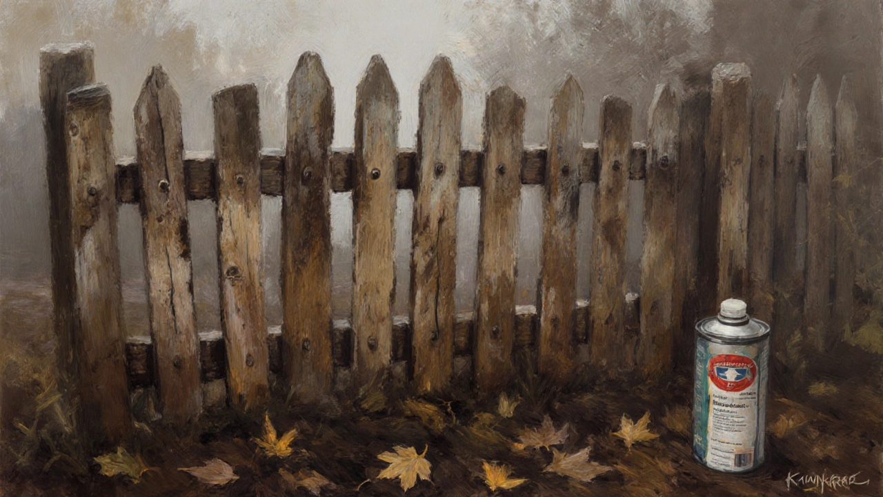 Деревянный штакетник из необрезной доски с видимыми следами обработки антисептиком.