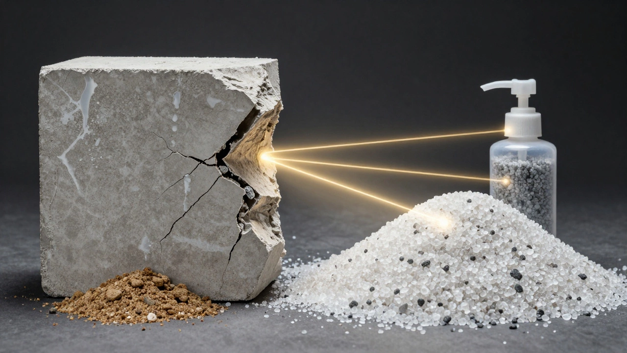 Сравнение хрупкого и прочного бетона: слева — с ошибками, справа — с правильными добавками.