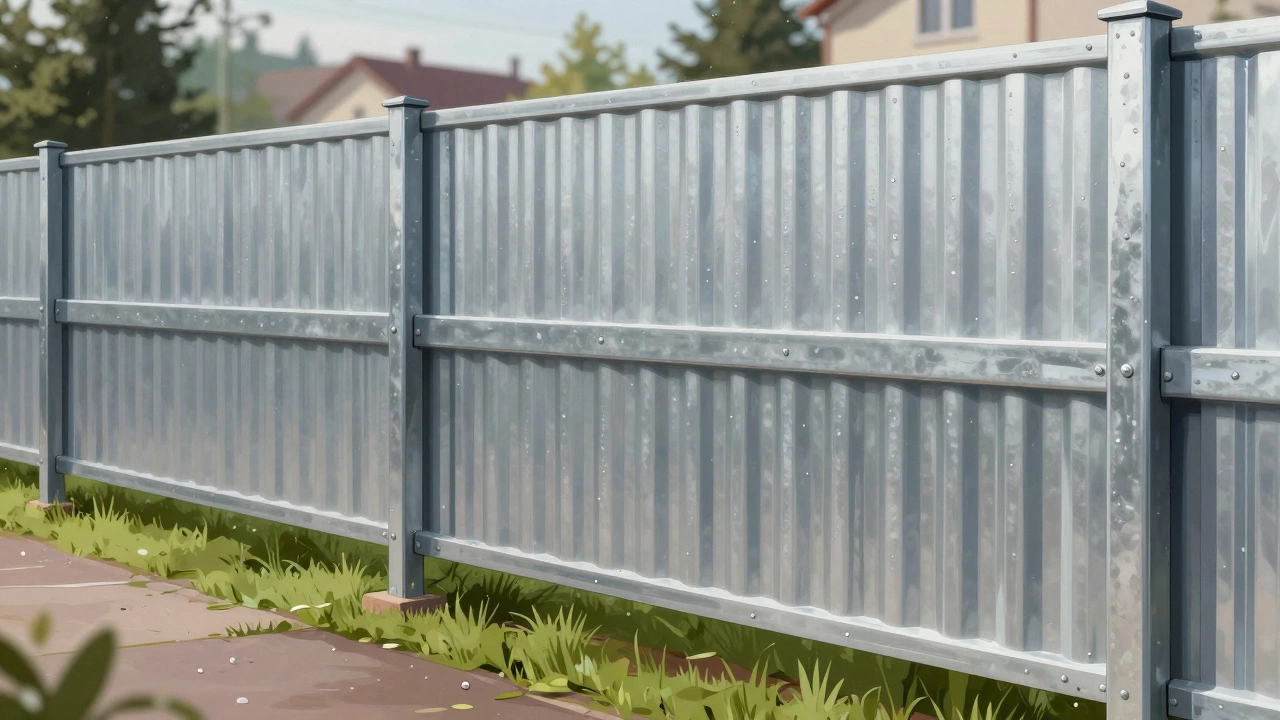 Профлист с толщиной 0,55 мм на прочных столбах, установленный с зазором от земли для защиты от влаги.