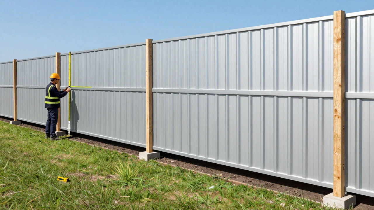 Правильная установка забора с зазором 15 см от грунта и строительными инструментами