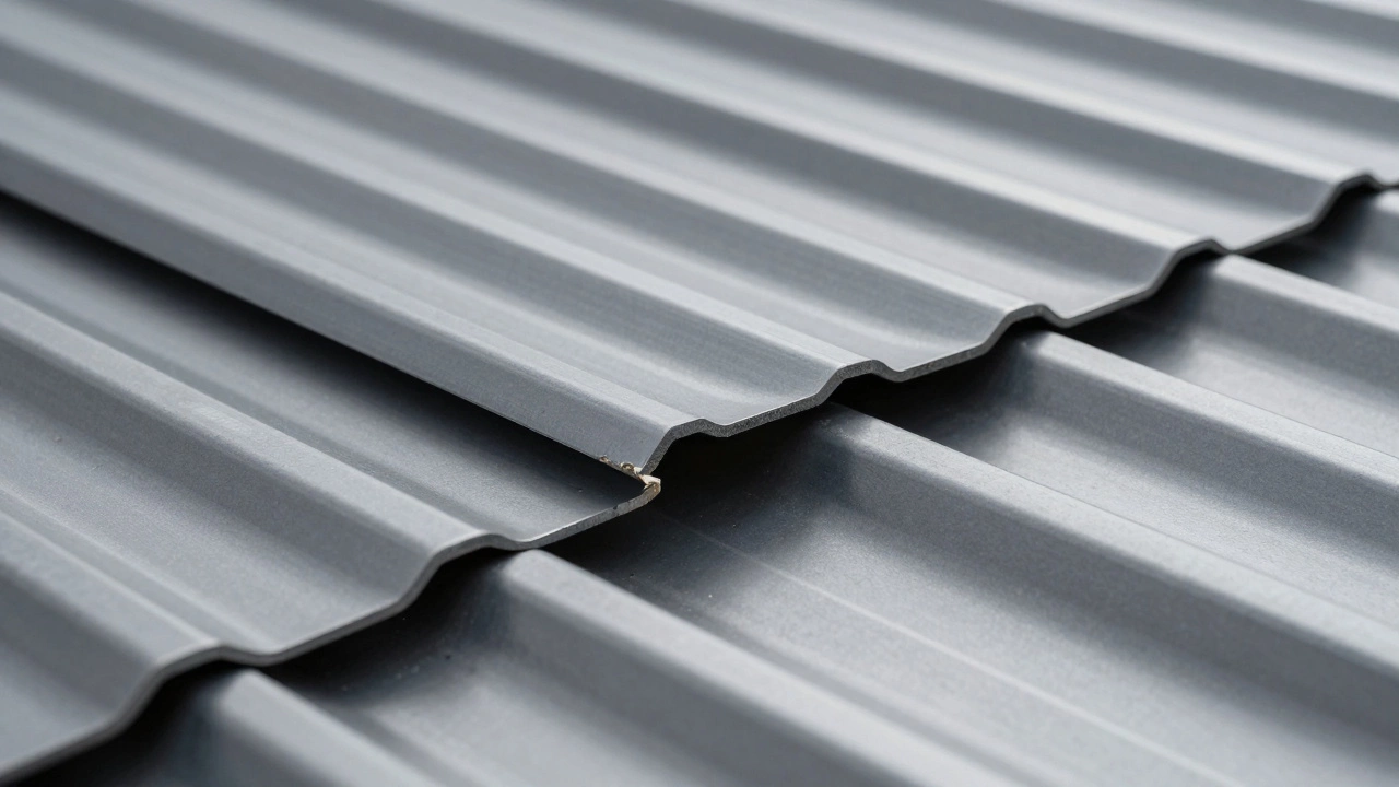 Крупный план нахлеста двух листов профнастила
