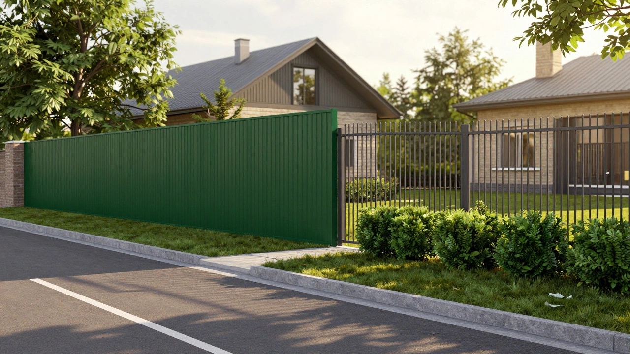 Современный забор из профнастила и евроштакетника у дома